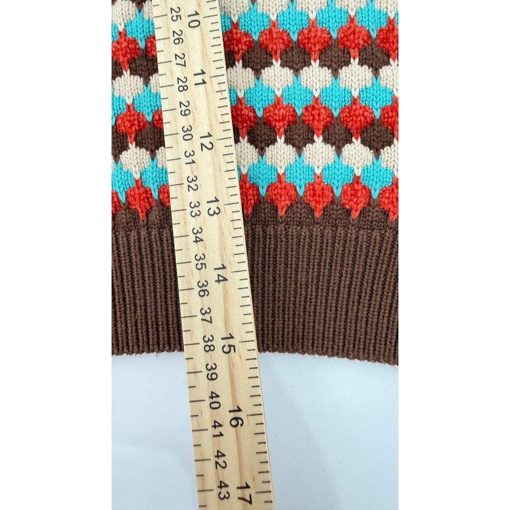 Cider Retro Diamond Knit Cropped Sweater Size S Geometric Boho Indie Fall Wear - Picture 6 of 6
